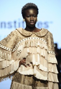 LOS ANGELES, CA - OCTOBER 12: A model walks the runway wearing Monique Petrossian at Art Hearts Fashion Los Angeles Fashion The Art Institutes Showcase on October 12, 2016 in Los Angeles, California. (Photo by Arun Nevader/Getty Images for Art Hearts Fashion)