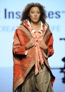 LOS ANGELES, CA - OCTOBER 12: A model walks the runway wearing Monique Petrossian at Art Hearts Fashion Los Angeles Fashion The Art Institutes Showcase on October 12, 2016 in Los Angeles, California. (Photo by Arun Nevader/Getty Images for Art Hearts Fashion)