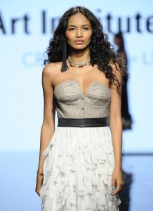 LOS ANGELES, CA - OCTOBER 12: A model walks the runway wearing Patrick Kevin Francisco at Art Hearts Fashion Los Angeles Fashion The Art Institutes Showcase on October 12, 2016 in Los Angeles, California. (Photo by Arun Nevader/Getty Images for Art Hearts Fashion)