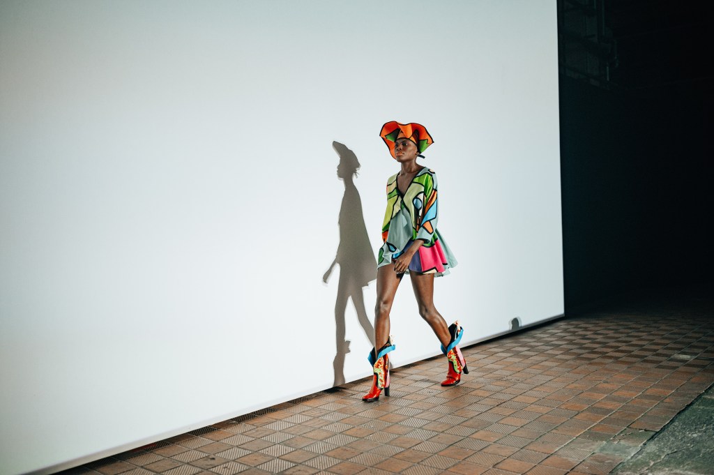 BERLIN, GERMANY - SEPTEMBER 08: Some models are walking the runway during the "Neo.Fashion. Graduate Show" of Best Graduates Show & Award at Mercedes-Benz Fashion Week“ at the Mercedes-Benz Fashion Week Berlin September 2021 at Kraftwerk on September 8, 2021 in Berlin, Germany. (Photo by Robert Schlesinger/Getty Images for Neo.Fashion.)